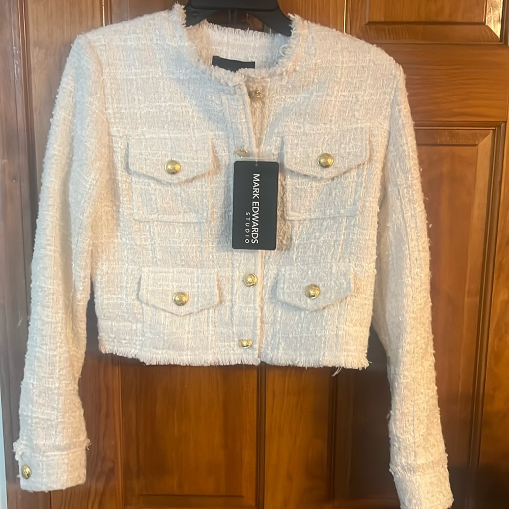 New Mark Edwards Studio Tweed Jacket Crop XS NWT Unique